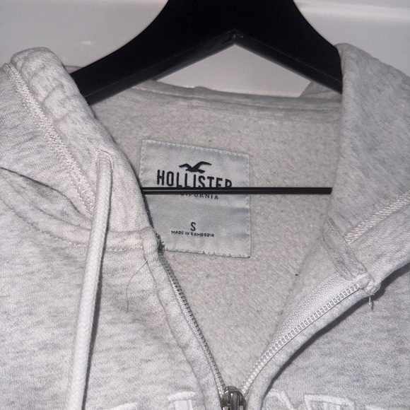 Hollister Light Gray Full Zip Hoodie - Picture 2 of 3